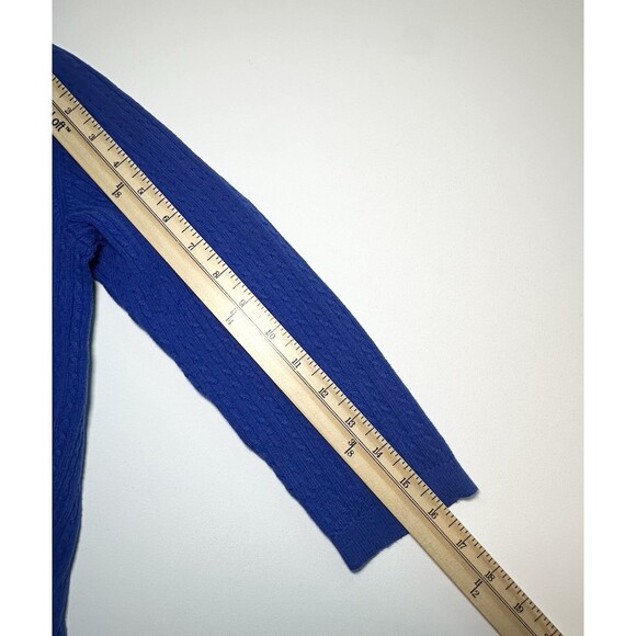 Lauren Ralph Lauren Blue Cable Knit Preppy V-Neck Sweater Women's SMALL - Picture 12 of 12